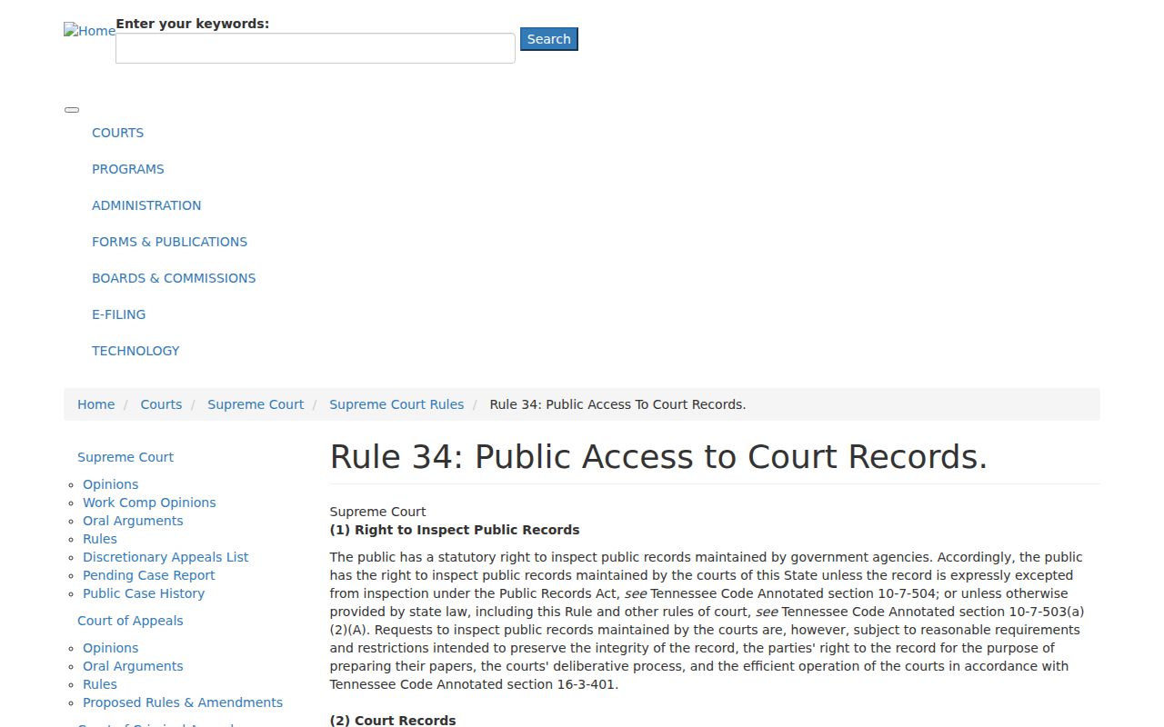 Hickman County civil docket public access rule